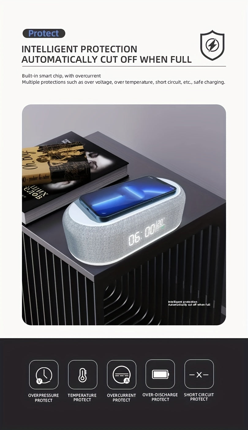 WakeUp Hub Pro – ساعة منبّه رقمية مع شاحن لاسلكي ودرجة حرارة | 15W