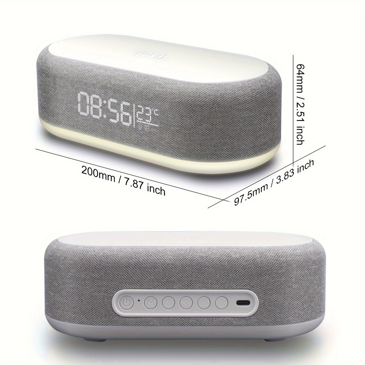 WakeUp Hub Pro – ساعة منبّه رقمية مع شاحن لاسلكي ودرجة حرارة | 15W