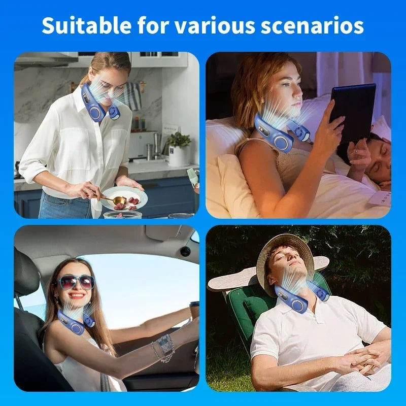 مروحة Neck Breeze Pro رقبة تبريد فوري واضاءة ليلية